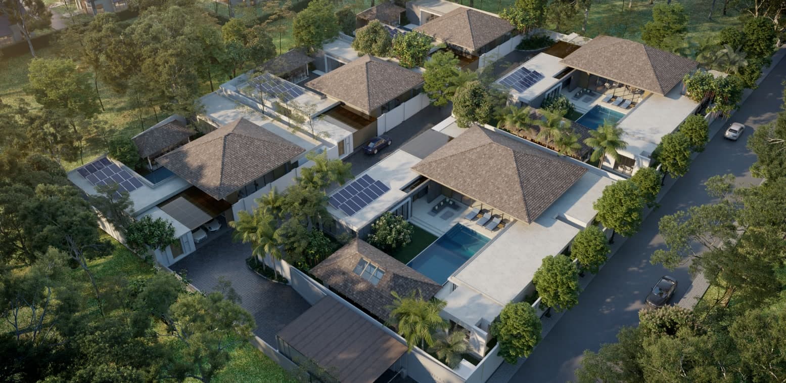 Aerial view of the five-villa Stella Estate